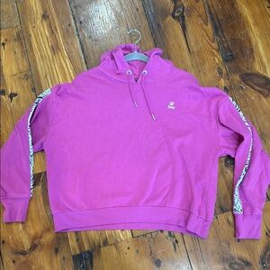 Juicy Couture Pink Sport Cropped Sweatshirt with Animal Print on sleeves size XL